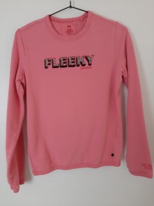 Dekliški roza pulover z napisom 13-14 L