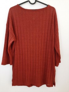 Ženski rdeč pulover z rebrastim vzorcem S