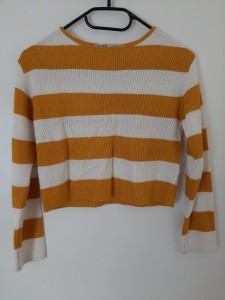 Rumeno bel pleten pulover 8-10 L