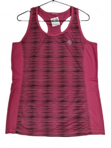 Roza športna majica brez rokavov s črnimi črtami L/XL
