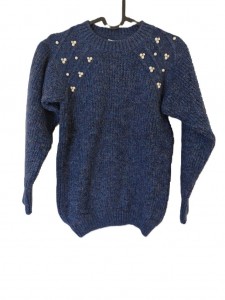 Moder pleten pulover s svetlečimi nitkami in biseri 11-12 L