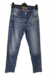Modre jeans hlače z biseri XS