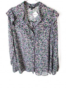 Pisana prosojna srajca z drobnimi rožicami XL