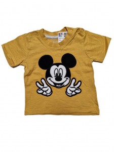 Rumena kratka majica z Miki miško 3-6 M