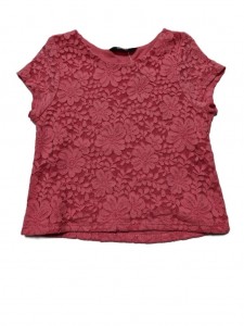 Roza kratka majica s čipkastim vzorcem 9-10 L