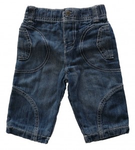 Mehke podložene dolge jeans hlače 6-9 M