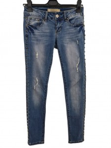 Ženske modre jeans hlače z raztrganim videzom S/M