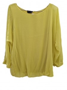 Ženska rumena dvoslojna bluza s prosojnimi rokavi M/L