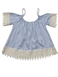 Ženska modra majica z odprtimi rameni L
