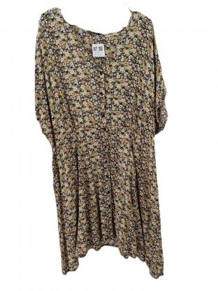 Ženska pisana obleka z gumbi 4XL