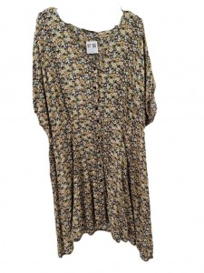 Ženska pisana obleka z gumbi 4XL