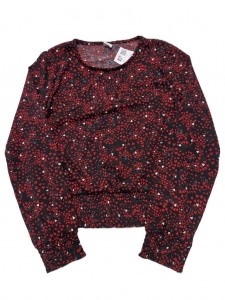Dekliška črna bluza z rdečimi srčki 11-12 L