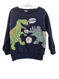 Fantovski moder pulover z dinozavri 3-4 L