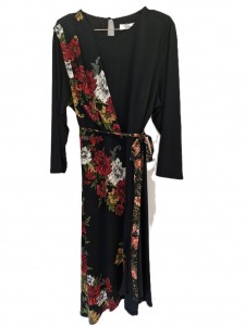 Nova ženska dolga elegantna obleka s pasom in 3/4 rokavi 3XL