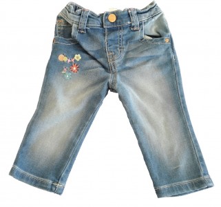 Mehke elastične jeans hlače z vezenino F&F 0-3 M