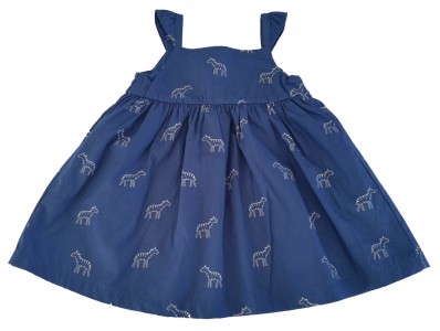 Modra kratka oblekica z zebrami Mothercare 0-3 M