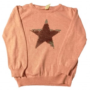 Roza pleten pulover s svetlečo zvezdo Young Dimension