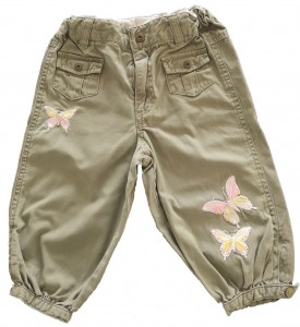 Olivne harem hlače z metulji H&M 9-12 M