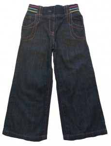 Dolge modre jeans hlače s pisanim elastičnim pasom George 4-5 L
