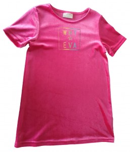 Svetleča roza kratka oblekica z napisom Matalan 4-5 L