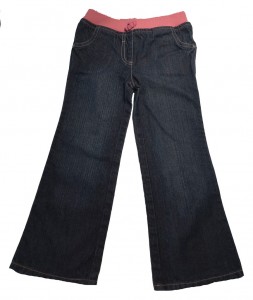 Dolge modre jeans hlače z roza elastičnim pasom TU 4-5 L