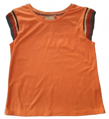 Oranžna kratka majica s pletenimi rokavi Matalan 8-9 L