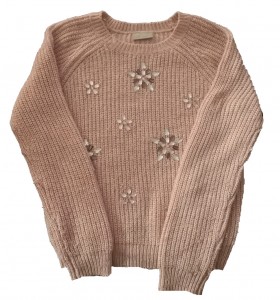 Roza pleten pulover s svetlečimi našitki Matalan