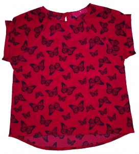 Rdeča kratka majica/bluzica z metulji Young Dimension