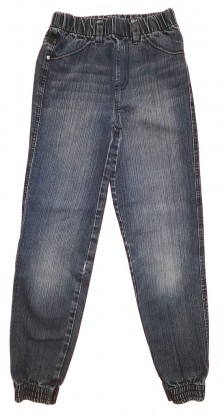 Dolge modre jeans hlače s patentom