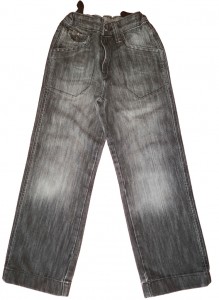 Temno sive dolge jeans hlače širok model