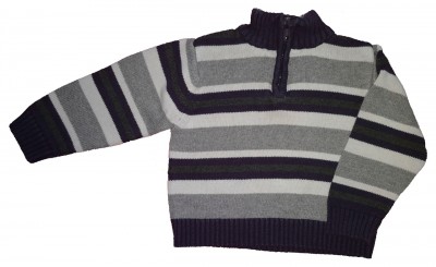 Sivo-moder črtast pleten pulover Early Days 12-18 M