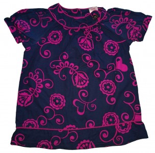 Modra kratka bluzica z roza rožami Maggie Zoe 3-4 L