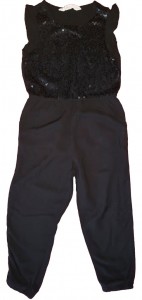 Črn romper dolge hlače brez rokavov eleganten H&M 3-4 L