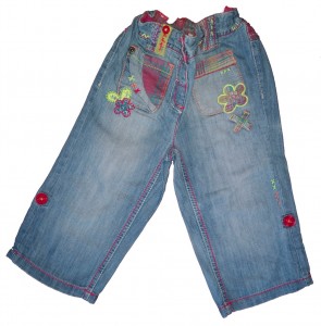 Modre jeans 3/4 hlače s pisanimi našitki Next 3-4 L