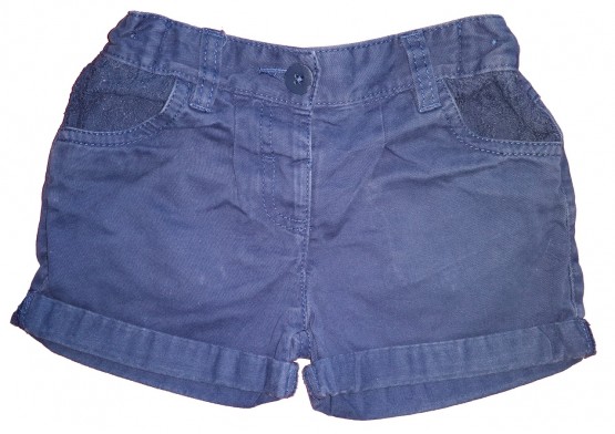 Modre jeans kratke hlače čipkast žep F&F 3-4 L