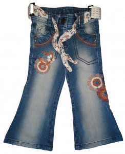 Dolge modre jeans hlače z našitki in pasom Next 3-4 L