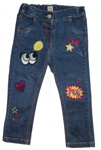 Modre dolge jeans hlače z našitki TU 18-24 M
