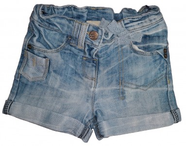 Modre jeans kratke hlače z mašno Next 12-18 M