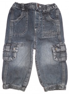 Dolge modre podložene jeans hlače s patentom George