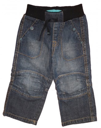Dolge modre jeans hlače z elastičnim pasom 12-18 M