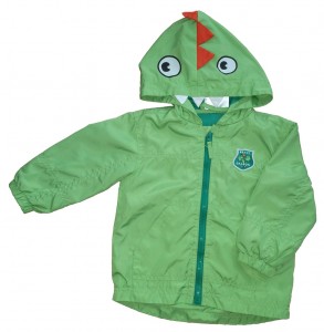 Zelena prehodna jakna s kapuco dinozaver Baby