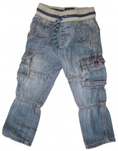 Modre dolge jeans hlače z elastičnim pasom Next
