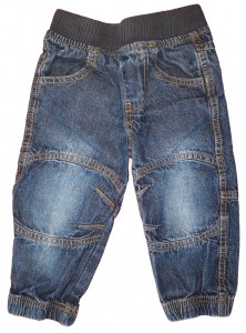 Modre dolge jeans hlače s patentom in elastičnim pasom F&F