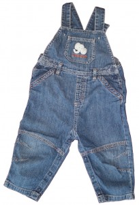 Dolge modre jeans hlače na naramnice 12-18 M