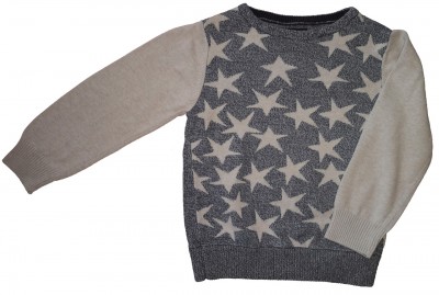 Modro-bel pleten pulover z zvezdami Next