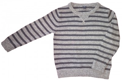 Modro-siv črtast pleten pulover Gap