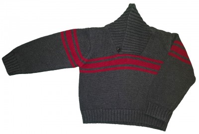 Siv pleten pulover z rdečimi črtami Early Days