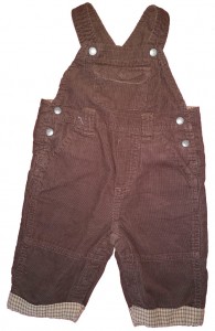 Rjave dolge žametne hlače na naramnice 3-6 M