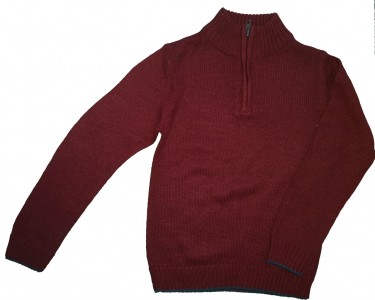 Vinsko rdeč pleten volnen pulover Pepco
