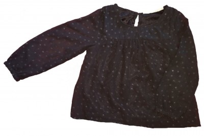 Črna dolga bluzica prosojen rokav zvezdice H&M 18-24 M